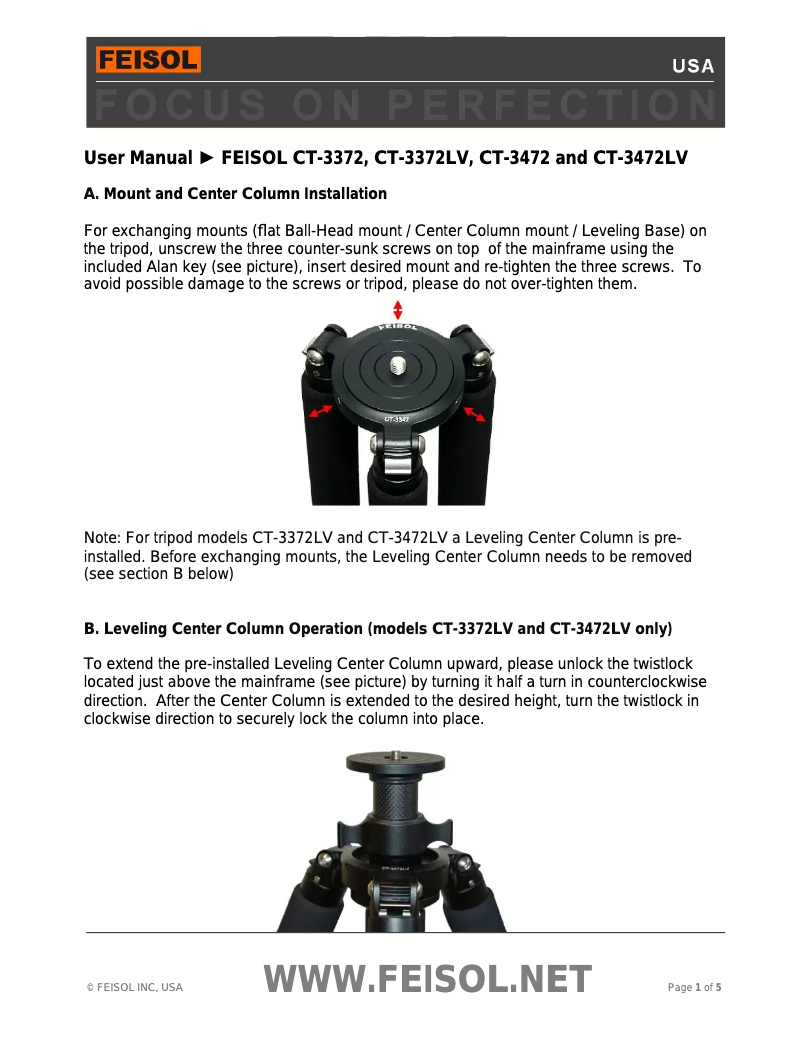 Page n°1 - Manuel utilisateur Feisol CT-3372