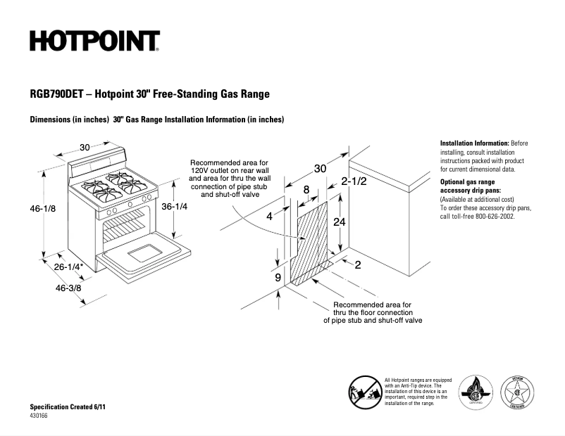 Page n°1 - Fiche technique Hotpoint RGB790DETBB