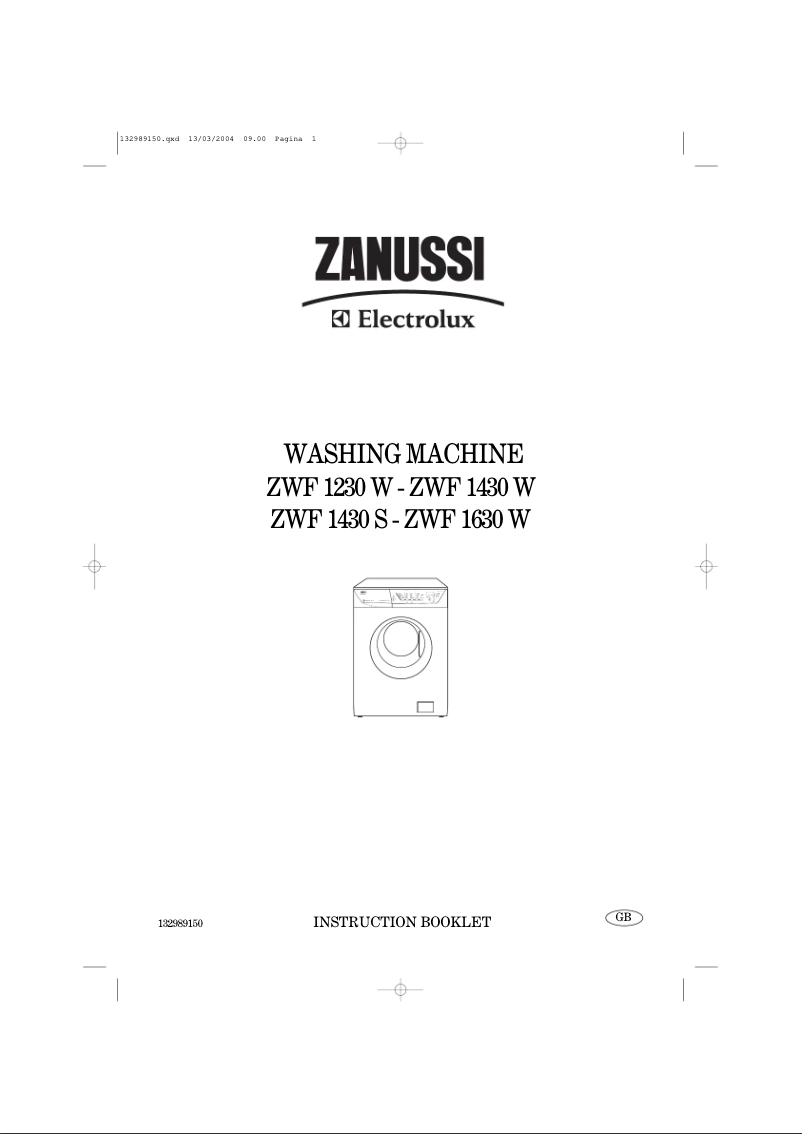 Page 1 de la notice Manuel utilisateur Zanussi ZWF1230W
