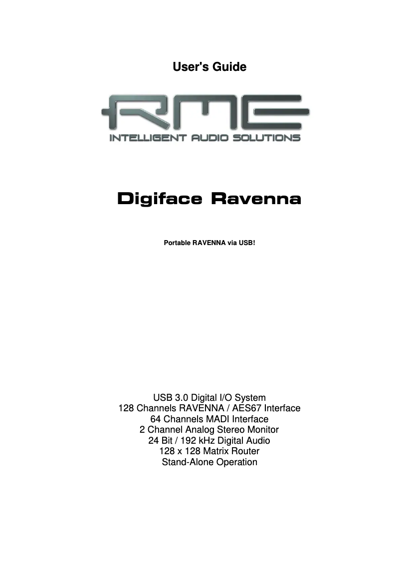 Page n°1 - Manuel utilisateur RME Digiface Ravenna