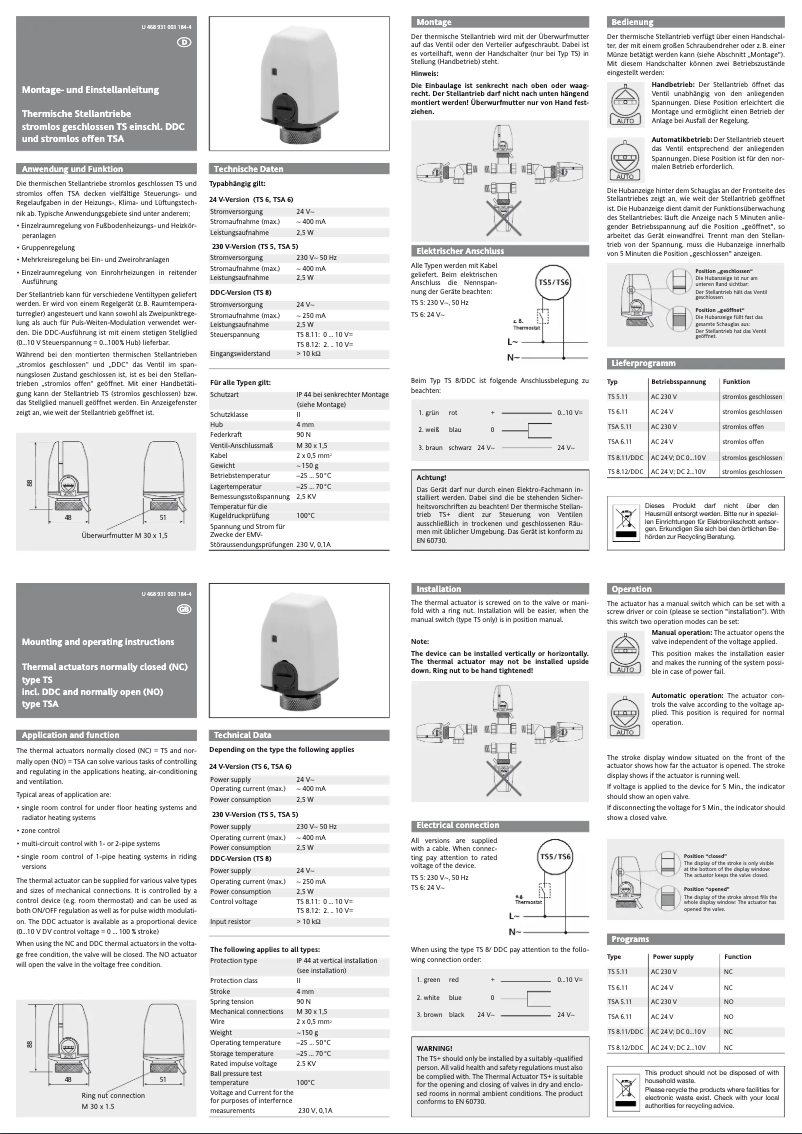 Page n°1 - Manuel utilisateur Eberle TS 6.11