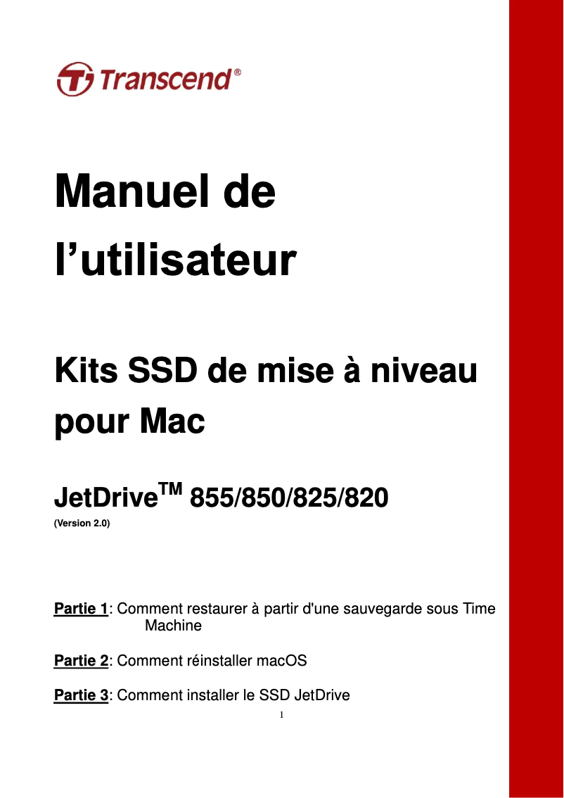 Image de la première page du manuel de l'appareil JetDrive 820