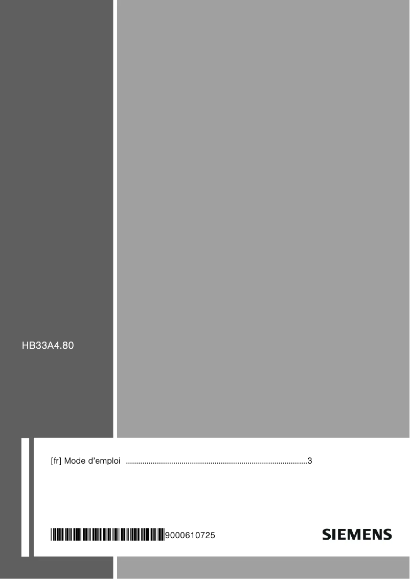 Page n°1 - Manuel utilisateur Siemens HB33A4580