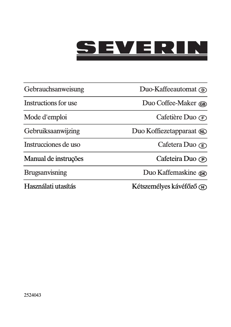 Page n°1 - Manuel utilisateur Severin Ka 5826 duo