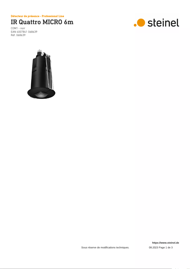 Page 1 de la notice Schéma de câblage Steinel IR Quattro MICRO