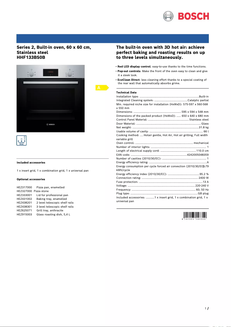 Image de la première page du manuel de l'appareil HHF133BS0B