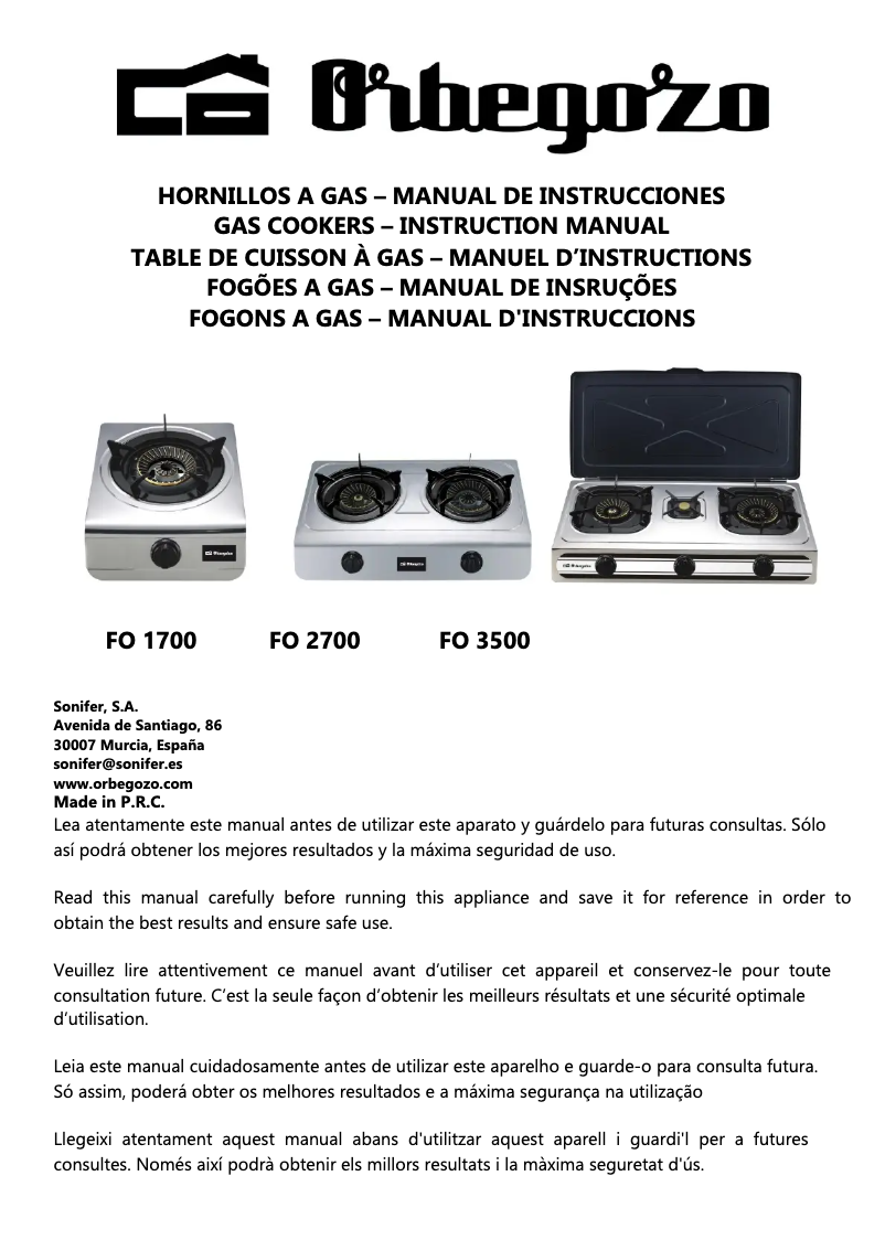 Page 1 de la notice Manuel utilisateur Orbegozo FO 2700