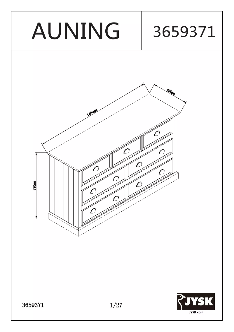 Page 1 de la notice Manuel utilisateur JYSK Auning (140x79x43)