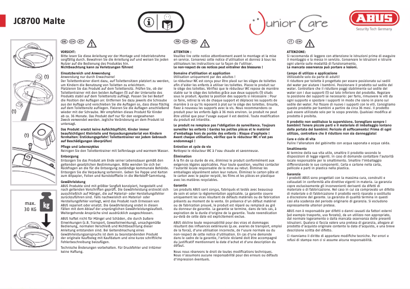 Page n°1 - Manuel utilisateur Abus Malte JC8700