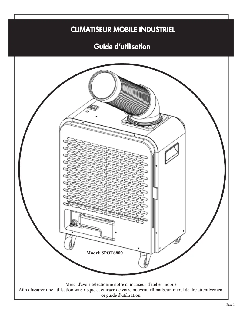 Page n°1 - Manuel utilisateur Perfect Aire SPOT6800