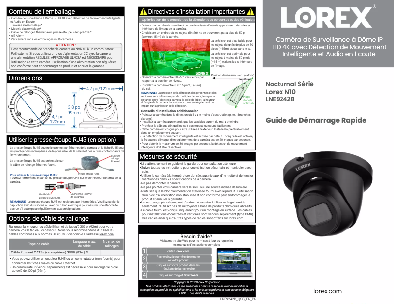 Page n°1 - Manuel utilisateur Lorex LNE9252