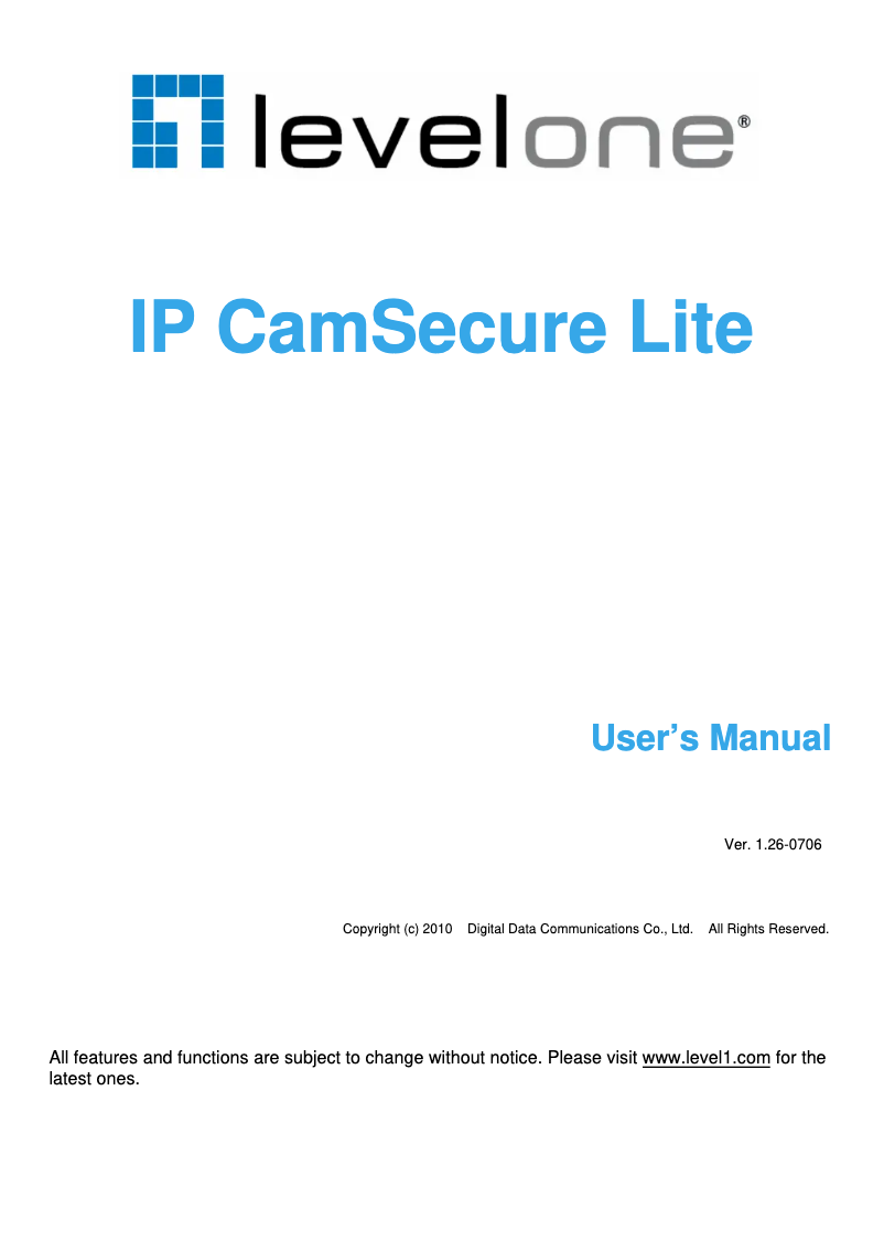 Page n°1 - Manuel utilisateur LevelOne FCS-1151