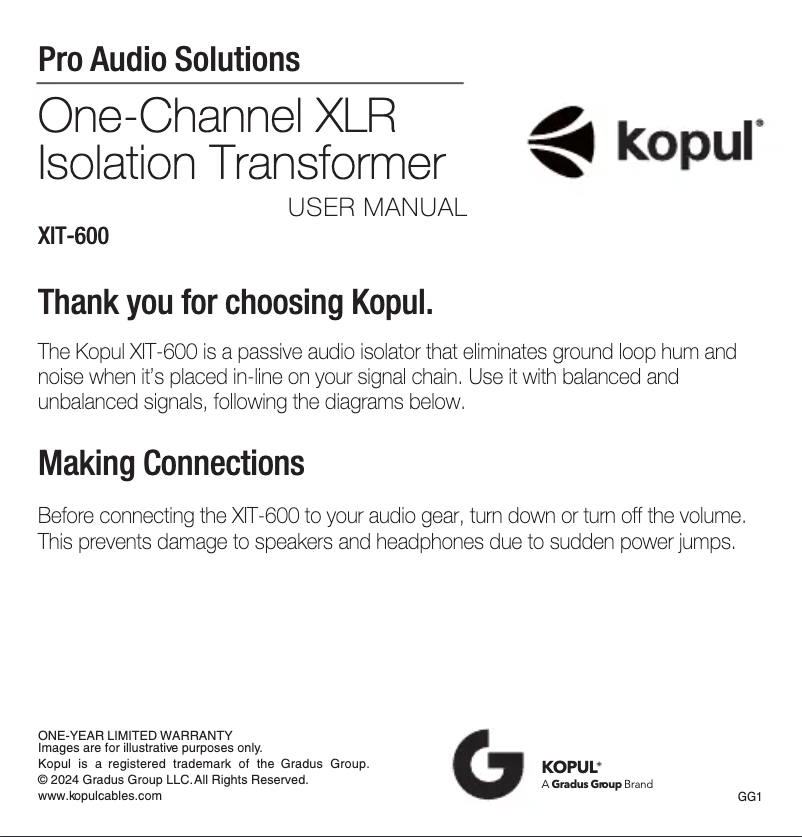 Page 1 de la notice Manuel utilisateur Kopul XIT-600