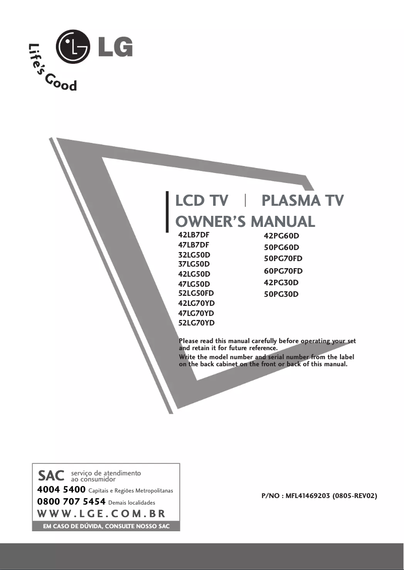 Página 1 del manual Manual de usuario LG 42LB7DF