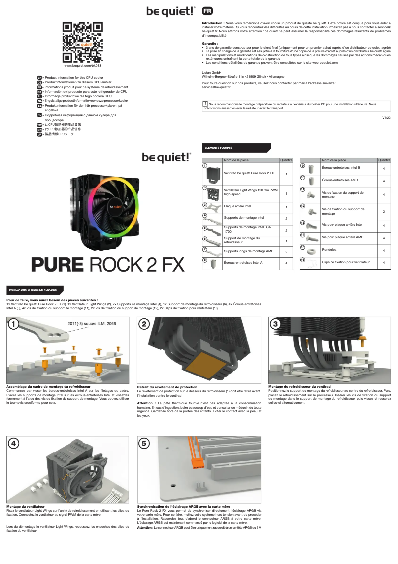 Page n°1 - Manuel utilisateur Be Quiet! Pure Rock 2 FX
