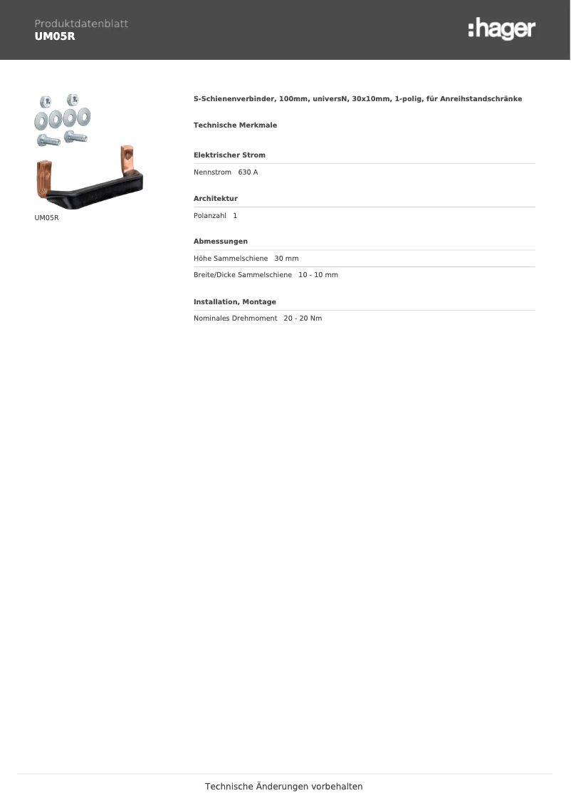 Page n°1 - Manuel utilisateur Hager UM05R