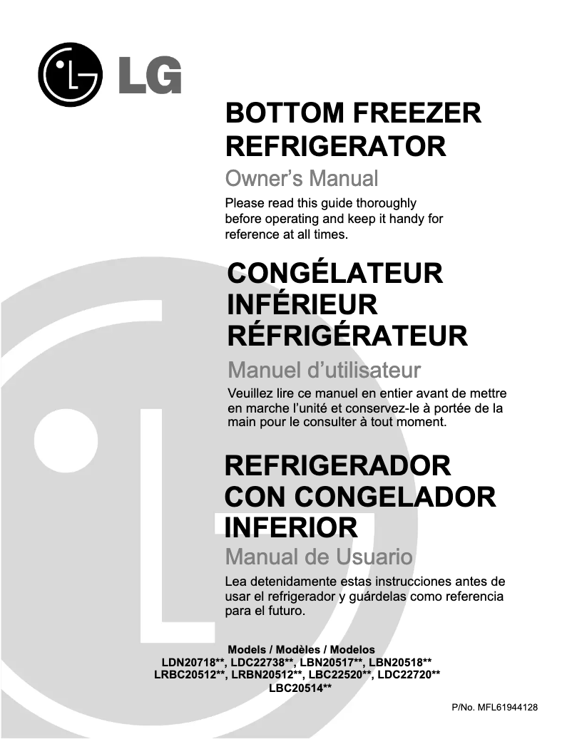 Page 1 de la notice Manuel utilisateur LG GM-749FTCA