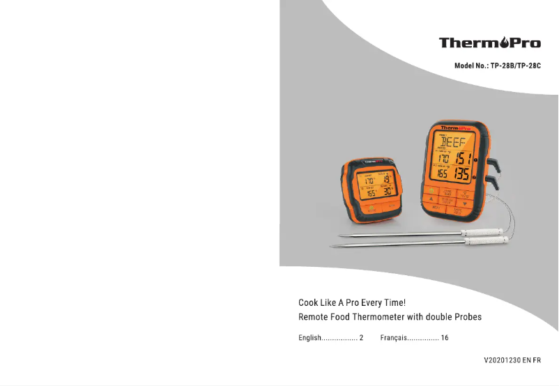 Page 1 de la notice Manuel utilisateur ThermoPro TP-27B