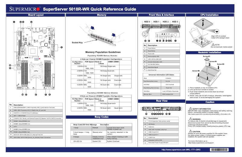 Page 1 de la notice Guide de démarrage rapide Supermicro SuperServer 5018R-WR