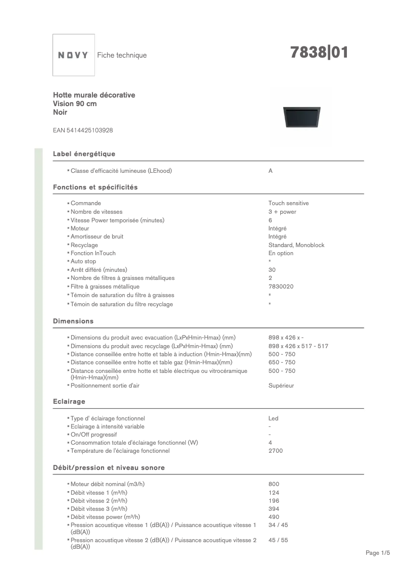 Image de la première page du manuel de l'appareil Vision 7838