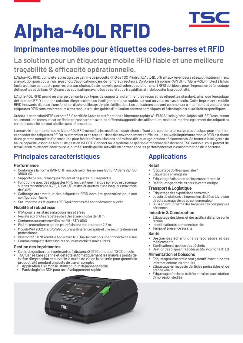 Image de la première page du manuel de l'appareil Alpha-40L