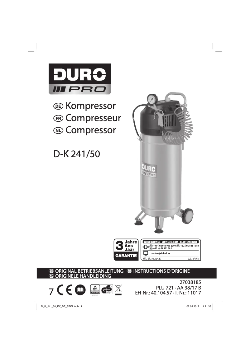 Page n°1 - Manuel utilisateur DURO PRO D-K 241/50