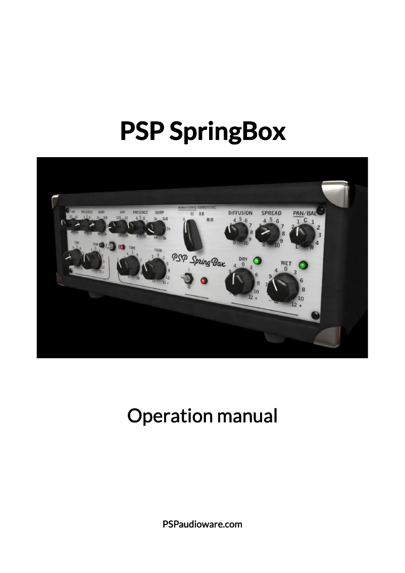 Page 1 de la notice Manuel utilisateur PSP Audioware SpringBox