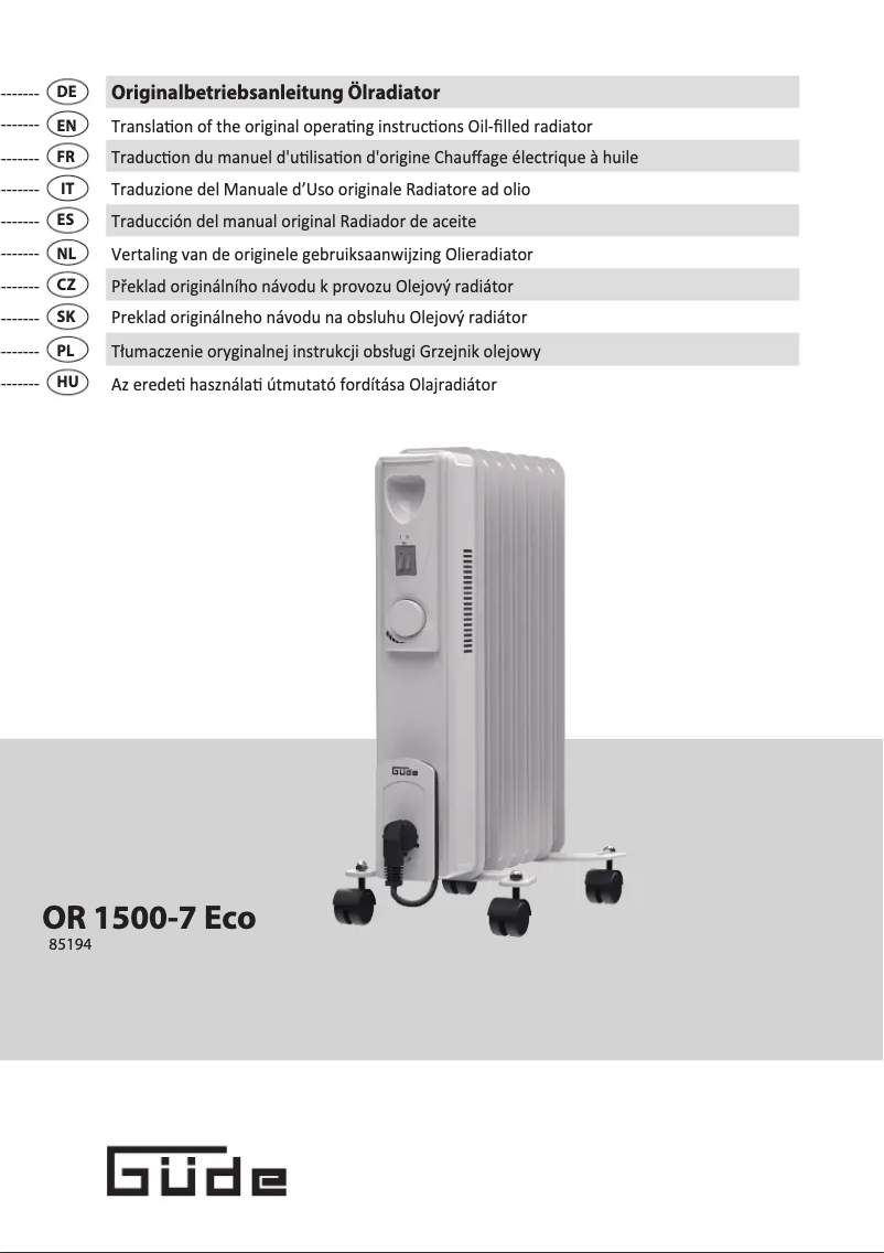 Page n°1 - Manuel utilisateur Güde OR 1500-7 Eco
