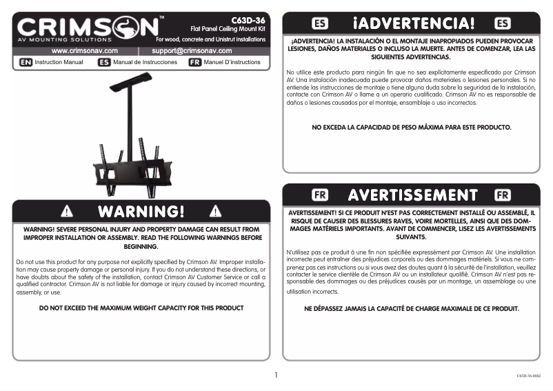 Page 1 de la notice Manuel utilisateur Crimson C63D-36