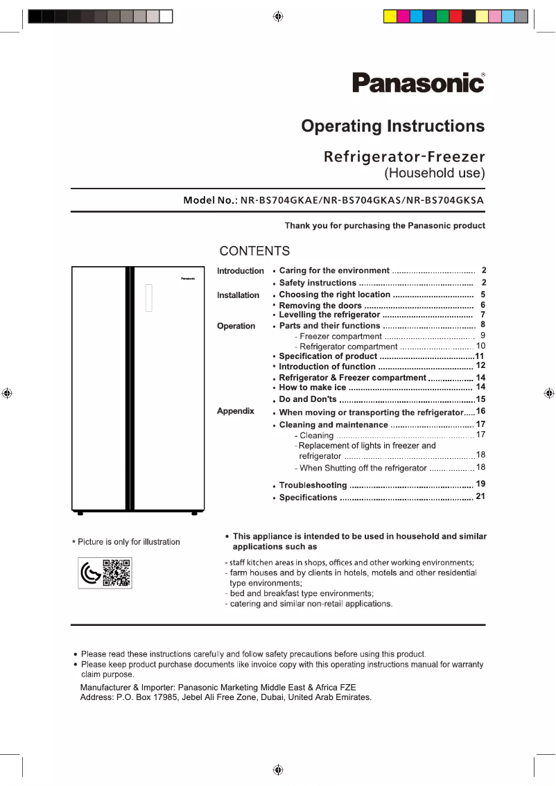 Page n°1 - Manuel utilisateur Panasonic NR-BS704GKSA