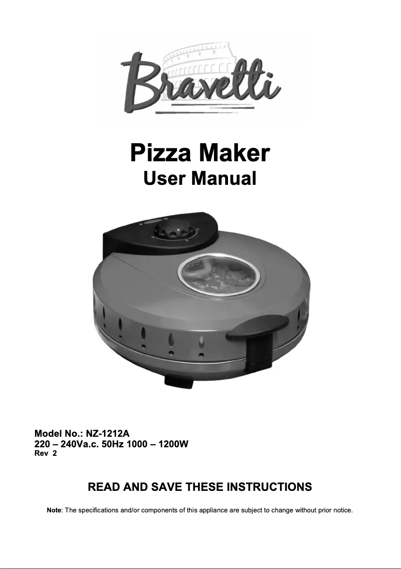 Page 1 de la notice Manuel utilisateur Bravetti NZ-1212A