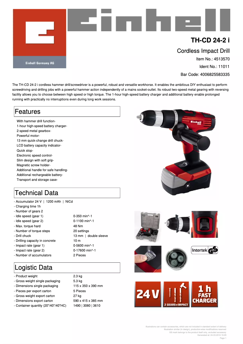 Image de la première page du manuel de l'appareil TH-CD 24-2 i