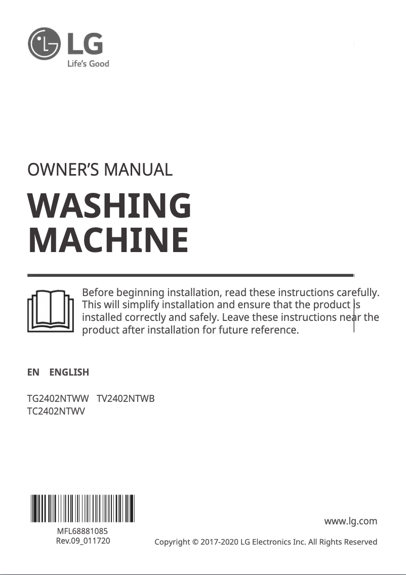 Page 1 de la notice Manuel utilisateur LG TV2402NTWB