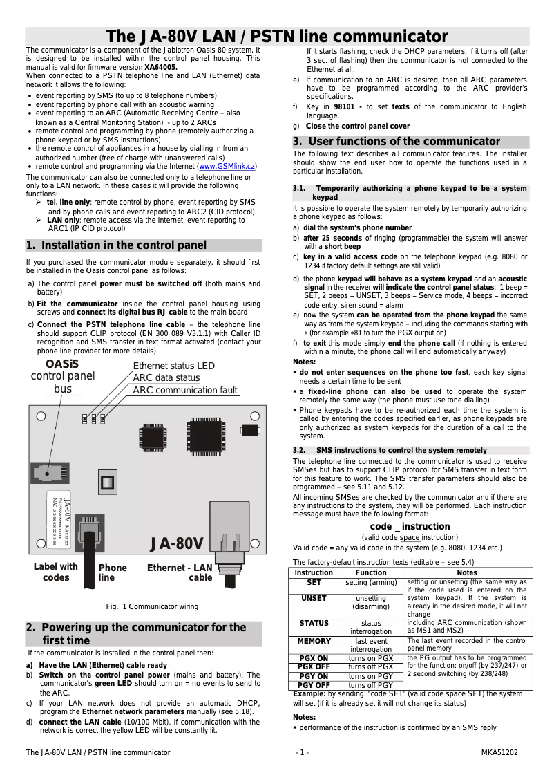 Page 1 de la notice Manuel utilisateur Joblotron JA-80V