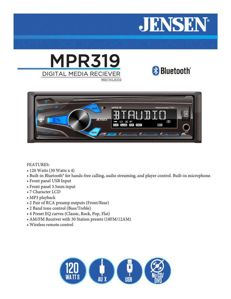Image de la première page du manuel de l'appareil MPR319