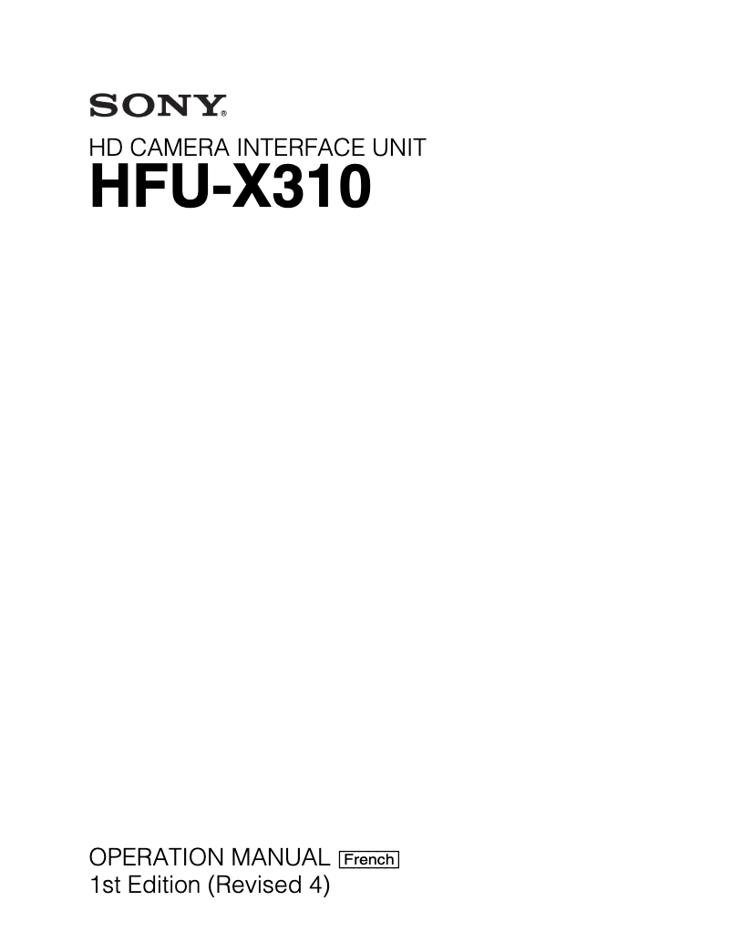 Page 1 de la notice Manuel utilisateur Sony HFU-X310