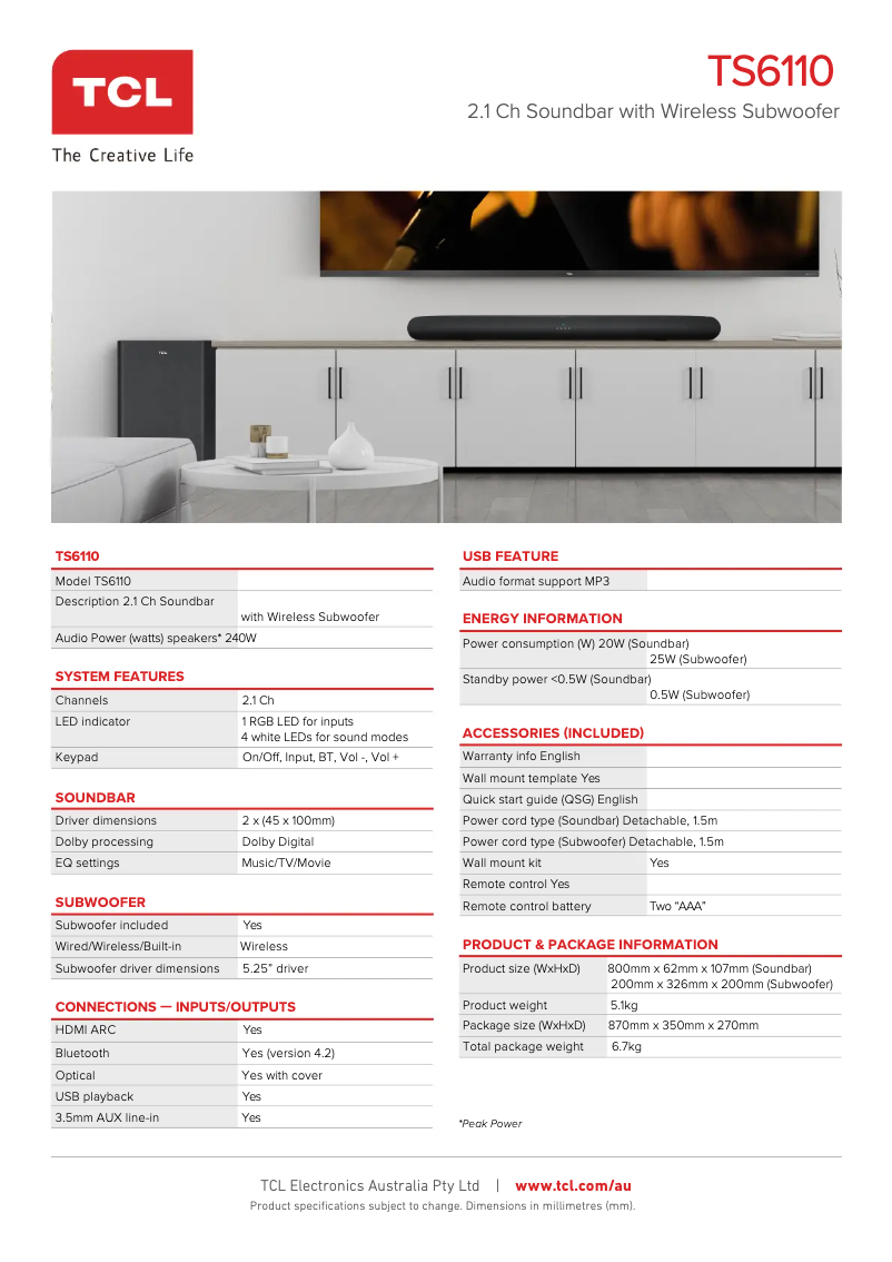 Image de la première page du manuel de l'appareil Alto 6+ TS6110