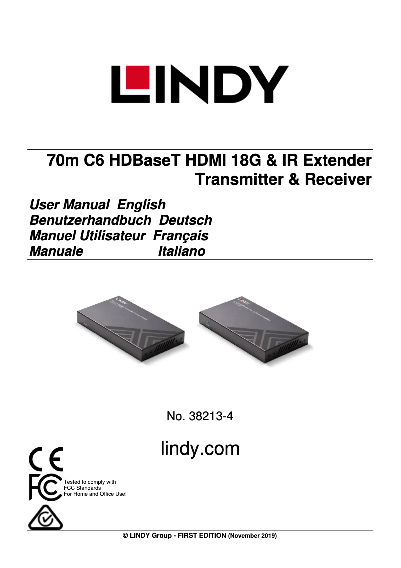 Page n°1 - Manuel utilisateur Lindy 38214