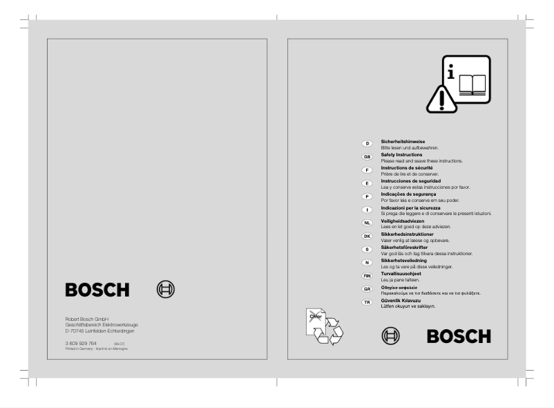 Page n°1 - Manuel utilisateur Bosch 0 607 251 102