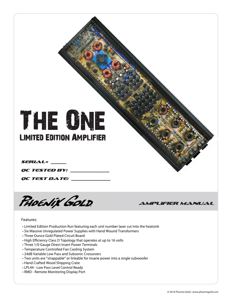 Page 1 de la notice Manuel utilisateur Phoenix Gold The One