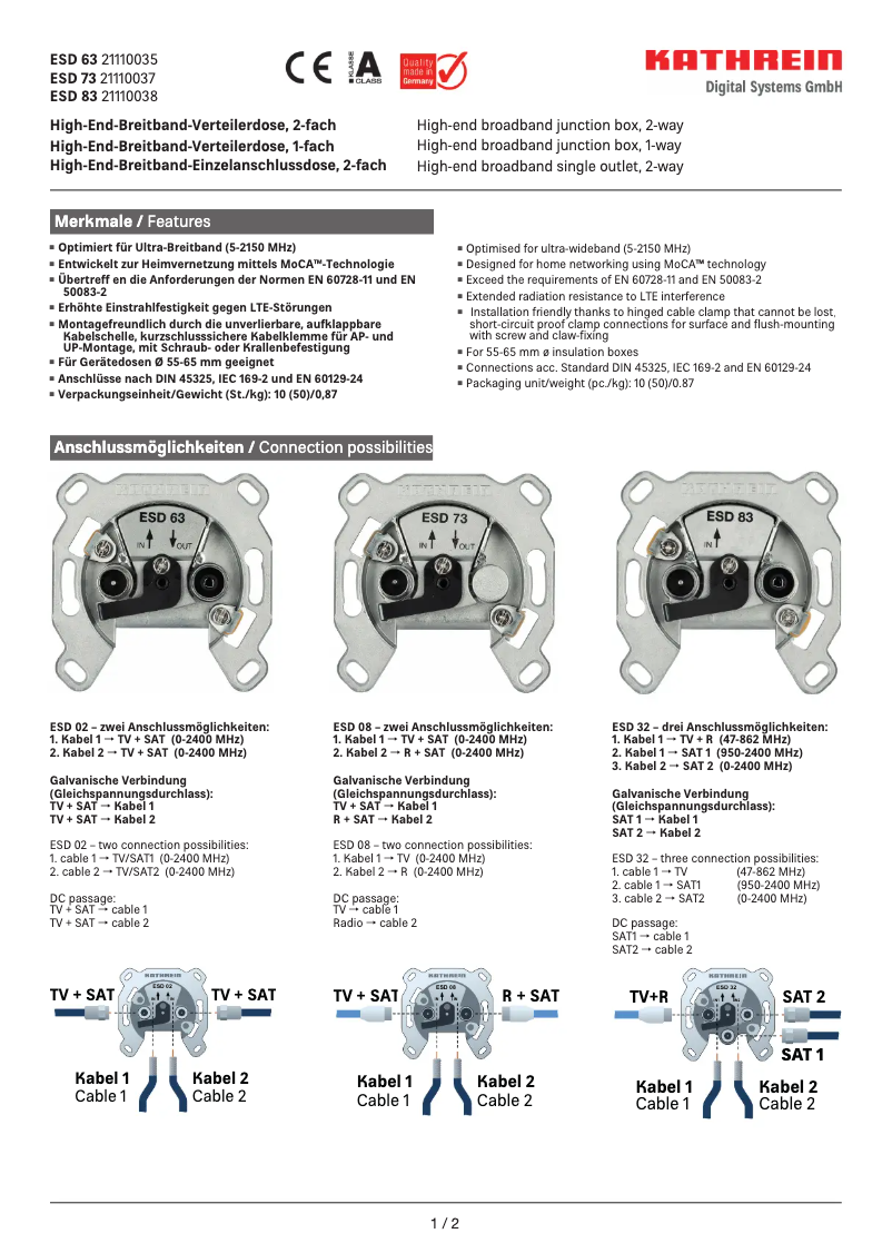 Image de la première page du manuel de l'appareil ESD 63