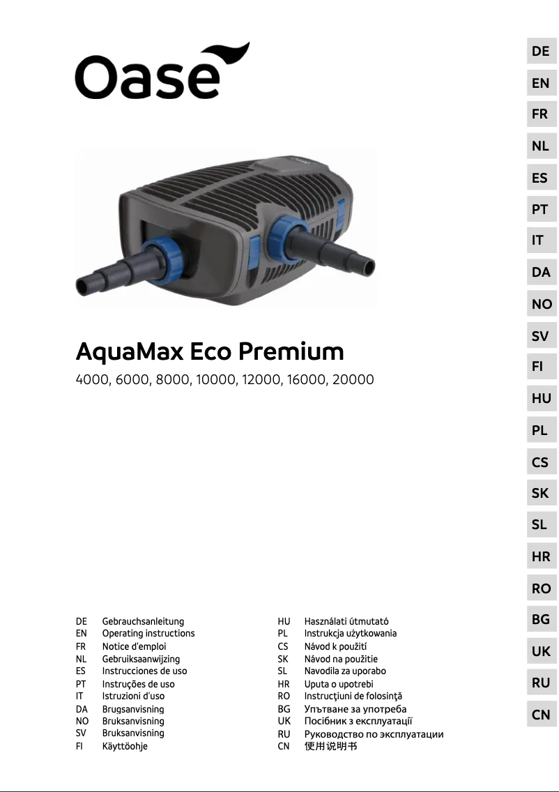 Image de la première page du manuel de l'appareil AquaMax Eco Premium 10000