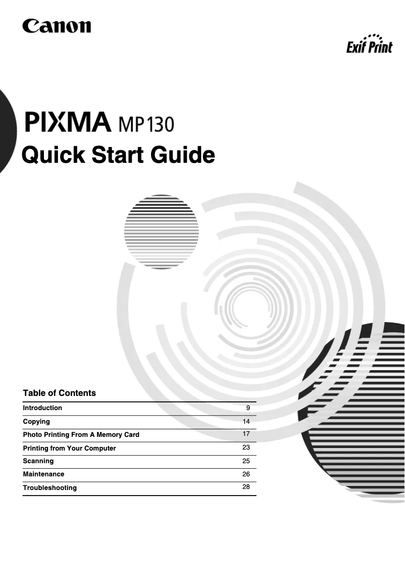 Image de la première page du manuel de l'appareil Pixma MP130