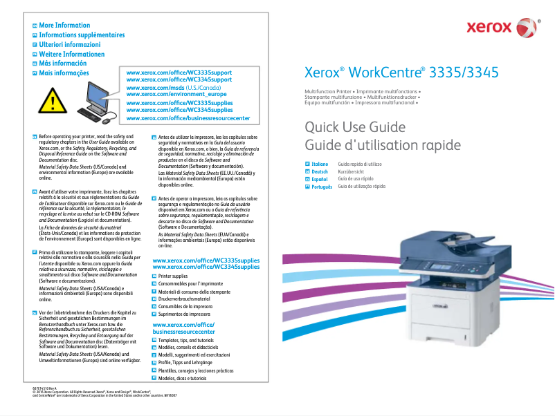 Page n°1 - Manuel utilisateur Xerox WorkCentre 3335