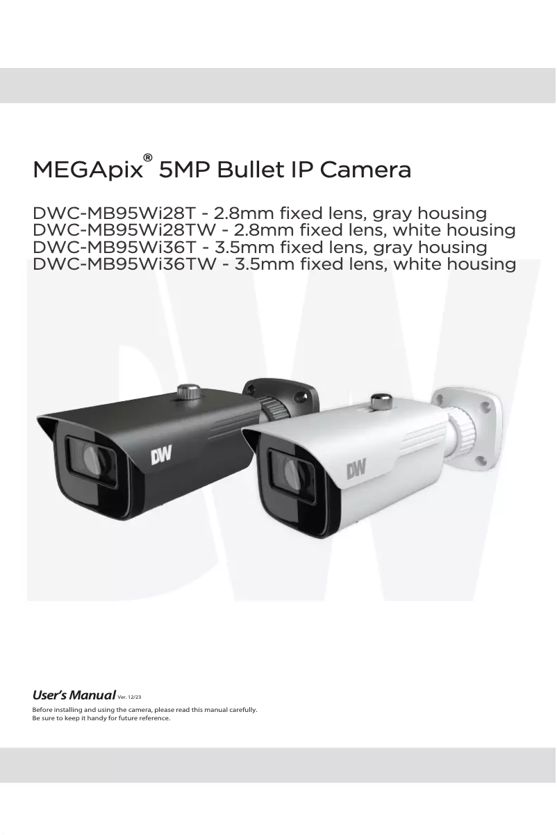 Page 1 de la notice Manuel utilisateur Digital Watchdog MegaPix DWC-MB95WI