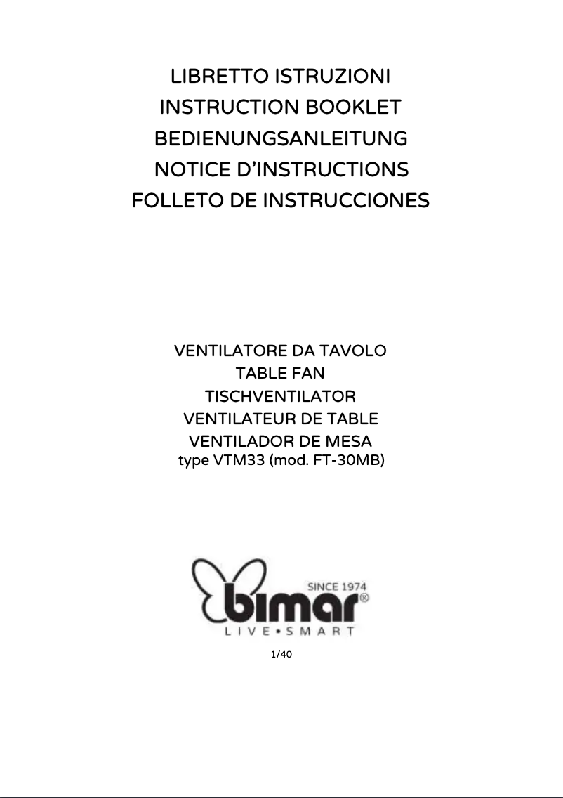 Page 1 de la notice Manuel utilisateur Bimar VTM33