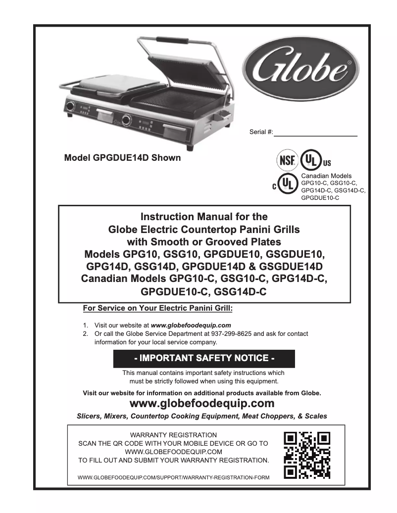 Page 1 de la notice Manuel utilisateur Globe GSG10