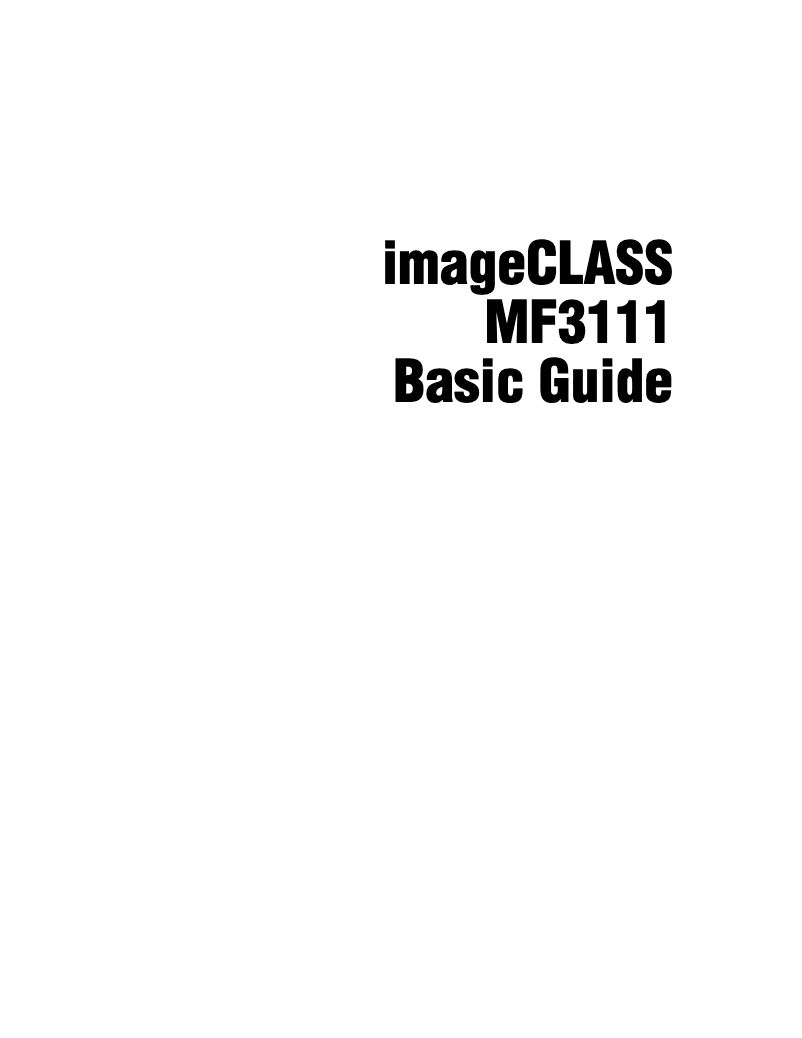 Page 1 de la notice Manuel utilisateur Canon imageCLASS MF3110