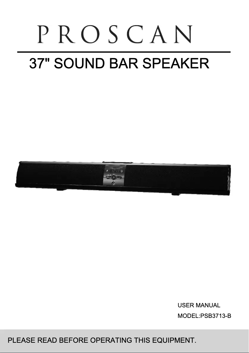 Page n°1 - Manuel utilisateur Proscan PSB3713