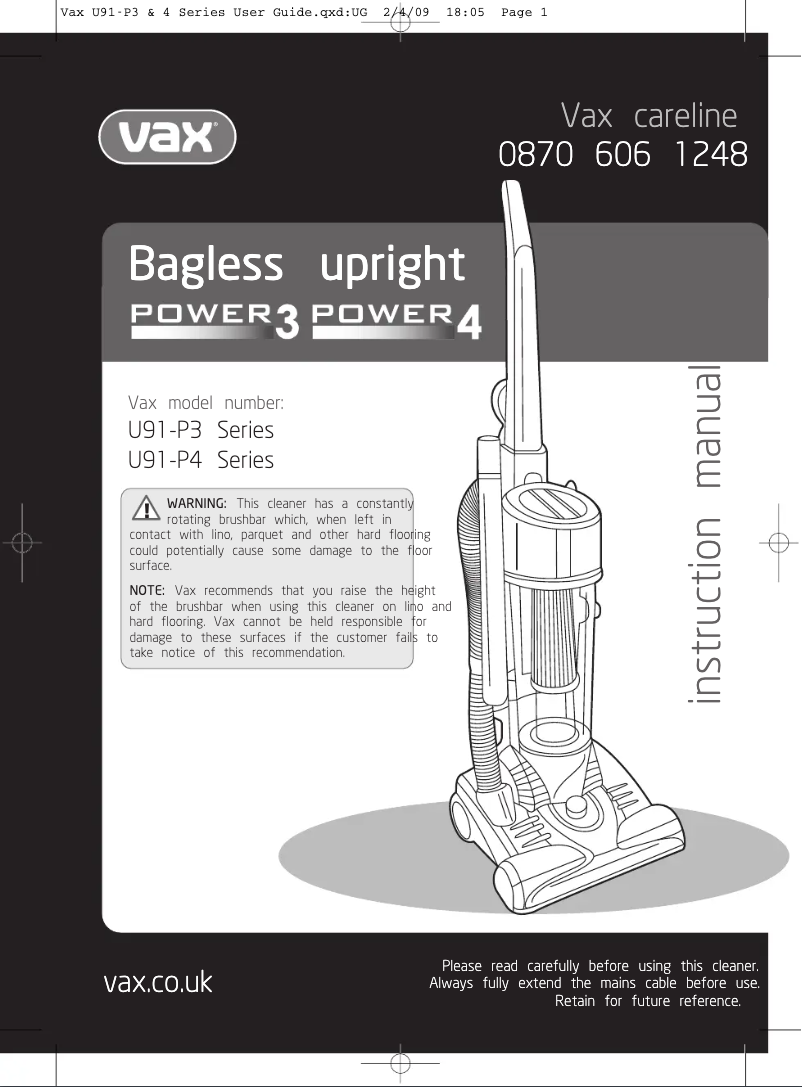 Página 1 del manual Manual de usuario Vax Power 3 U88-P3-B